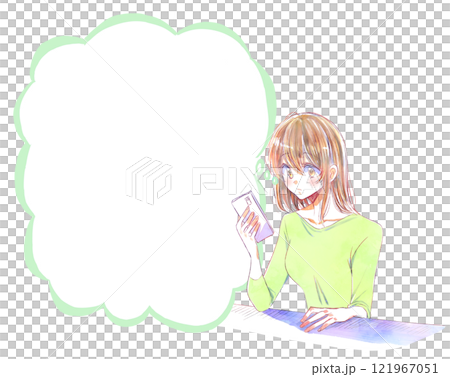 スマホを見る女性　吹き出し 121967051