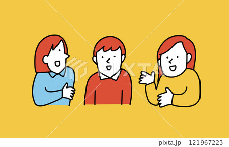 会話する3人の女性たちのイラストレーション 121967223