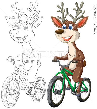 Reindeer Riding a Bicycle Illustration Reindeer Riding a Bicycle Illustration 121967238