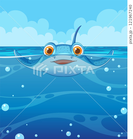 Smiling Sea Creature in Ocean Waves Smiling Sea Creature in Ocean Waves 121967240