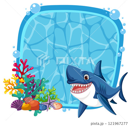 Colorful Underwater Scene with Shark 121967277