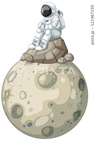 Astronaut Sitting on Moon Rock Astronaut Sitting on Moon Rock 121967295