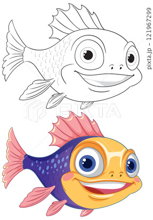 Colorful Cartoon Fish Illustration 121967299