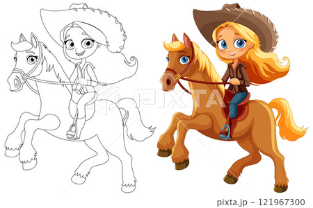 Girl Riding a Horse Girl Riding a Horse 121967300