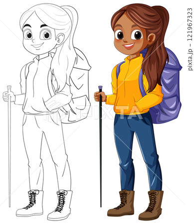 Adventurous Girl Hiking in Nature Adventurous Girl Hiking in Nature 121967323