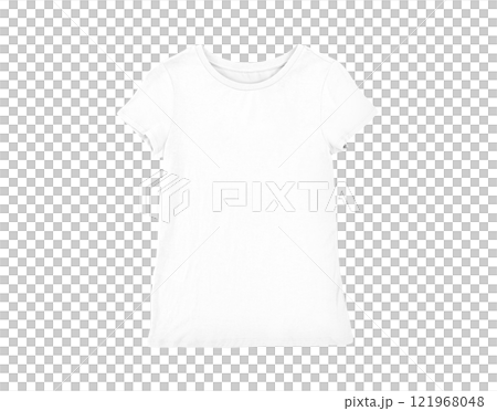 Isolated folded white blank female T-shirt product for design concept mock up Isolated folded white blank female T-shirt product for design concept mock up 121968048