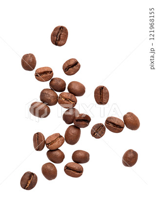 Freshly roasted coffee beans on a white background 121968155
