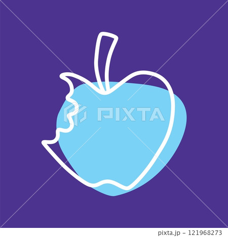 Apple doodle icon hand drawn with thin line and colorful blob 121968273