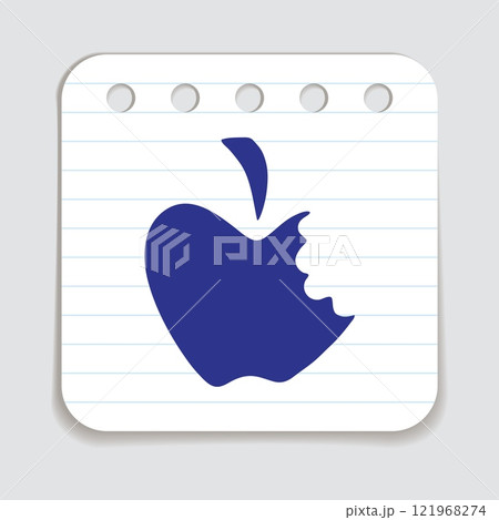 Apple doodle icon hand drawn with blue pen on a notepaper in flat style Apple doodle icon hand drawn with blue pen on a notepaper in flat style 121968274