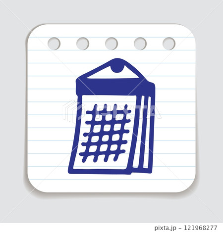 Doodle calendar schedule icon hand drawn with blue pen on a notepaper 121968277