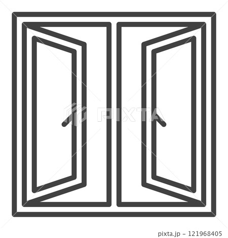 Opened Glass Window vector icon or sign in thin line style 121968405