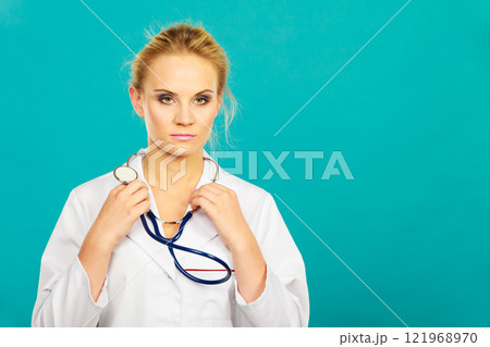 woman medical doctor with stethoscope 121968970