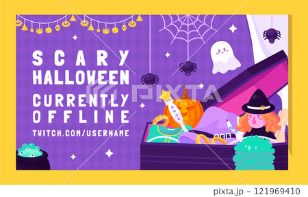 Flat halloween twitch background Flat halloween twitch background 121969410