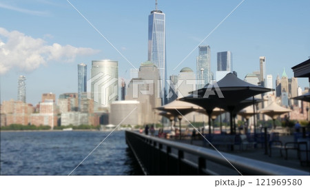 New York City waterfront skyline, Manhattan Downtown Financial district, World Trade Center cityscape New York City waterfront skyline, Manhattan Downtown Financial district, World Trade Center cityscape 121969580