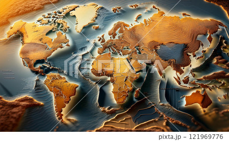 A colorful world map with a brownish tint A colorful world map with a brownish tint 121969776