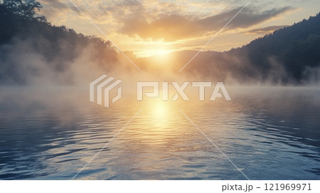 fog over river 121969971