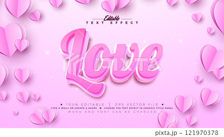 Love 3D Text Effect Design Editable and Scalable Vector Graphic Style Effect with Heart and Typography Lettering on Pink Background. Premium Valentines Day and Wedding Theme Illustration Mockup Love 3D Text Effect Design Editable and Scalable Vector Graphic Style Effect with Heart and Typography Lettering on Pink Background. Premium Valentines Day and Wedding Theme Illustration Mockup 121970378