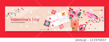 Valentines day celebration twitch banner template 121970837