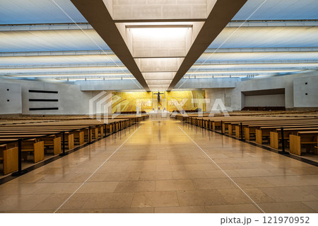 Interior of the modern Minor Basilica of Most Holy Trinity at Fatima, Portugal. Interior of the modern Minor Basilica of Most Holy Trinity at Fatima, Portugal. 121970952