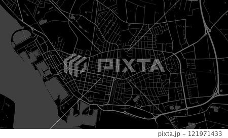 Map of Esbjerg, Denmark. Black and white city map, metropolitan area. 121971433