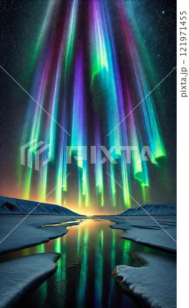 北国の寒い夜・オーロラ 北国の寒い夜・オーロラ 121971455