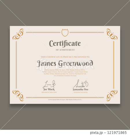 Elegant certificate template with golden borders 121971865