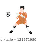 少年サッカーのゴールキーパーのイラスト 121971980