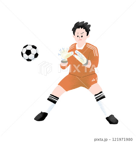 少年サッカーのゴールキーパーのイラスト 少年サッカーのゴールキーパーのイラスト 121971980