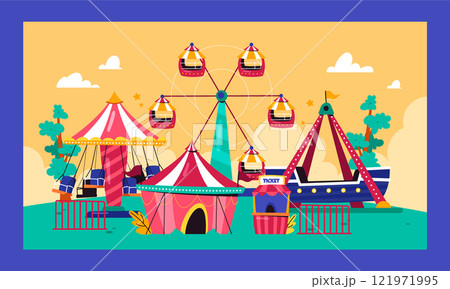 Flat twitch background for amusement park 121971995