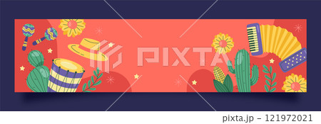 Flat twitch banner template for brazilian festas juninas celebration 121972021