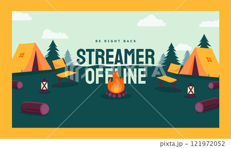 Flat design camping adventure twitch background Flat design camping adventure twitch background 121972052