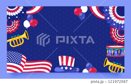 Flat twitch background for american 4th of july celebration 121972087