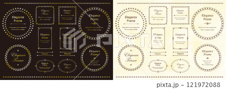 高級感のあるエレガンスなフレームセット、飾り罫、装飾デザイン、上品なあしらい 金、ゴールド 高級感のあるエレガンスなフレームセット、飾り罫、装飾デザイン、上品なあしらい 金、ゴールド 121972088