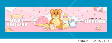 Hand drawn baby shower twitch banner Hand drawn baby shower twitch banner 121972181
