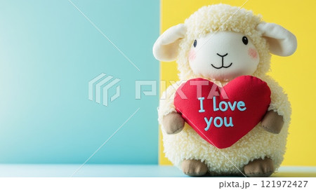 cute stuffed sheep with i love you heart pillow 121972427