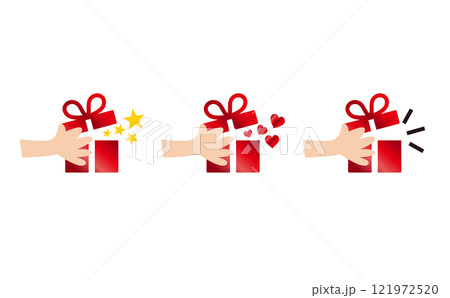 プレゼントを手渡す3つのセット 121972520