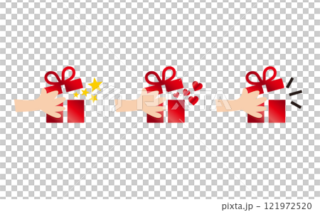 プレゼントを手渡す3つのセット 121972520