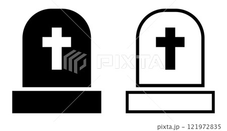 お墓のアイコン 黒 121972835