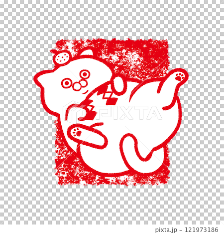 A cat like a kagami mochi (stamp style) A cat like a kagami mochi (stamp style) 121973186