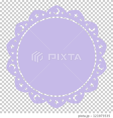 かわいいレースのフレーム　パープル 121973535