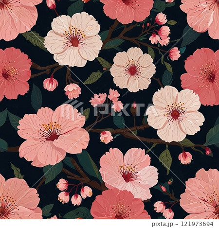 古風な桜花柄 古風な桜花柄 121973694