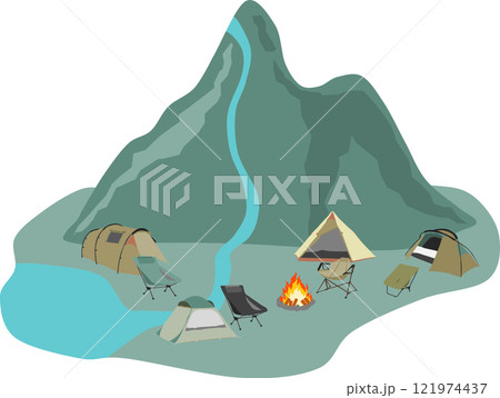 夏のキャンプ場のイラスト 121974437