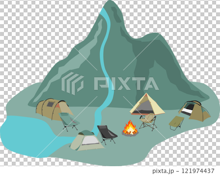 夏のキャンプ場のイラスト 121974437