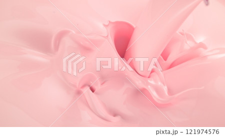 Freeze Motion of Whirling Pink Cream , Close-up Freeze Motion of Whirling Pink Cream , Close-up 121974576