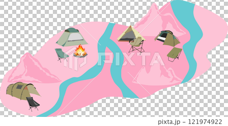 Spring campsite illustration Spring campsite illustration 121974922