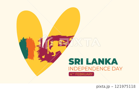 Sri Lanka national brush flag in heart shape. Sri Lanka Independence Day February 4th. Vector illustration 121975118
