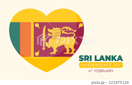 Sri Lanka Independence Day banner with national flag heart shape. Sri Lanka Independence Commemoration Day. Vector illustration Sri Lanka Independence Day banner with national flag heart shape. Sri Lanka Independence Commemoration Day. Vector illustration 121975120