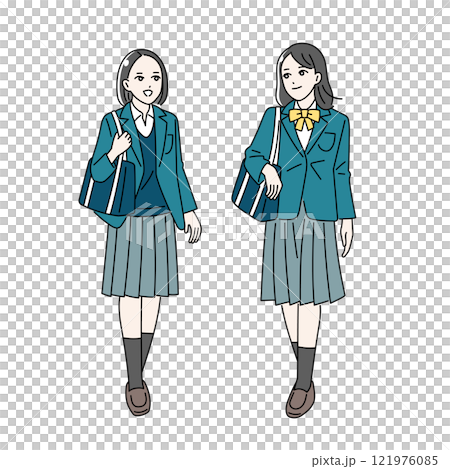 登下校をする鞄を持っている女子学生のイラスト 121976085