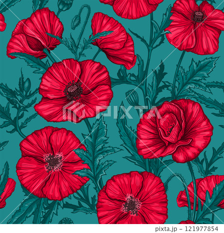 Poppy flowers seamless pattern 3 Poppy flowers seamless pattern 3 121977854