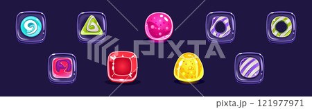 Candy and Sweet of Different Shape and Color as Game Element Vector Set Candy and Sweet of Different Shape and Color as Game Element Vector Set 121977971